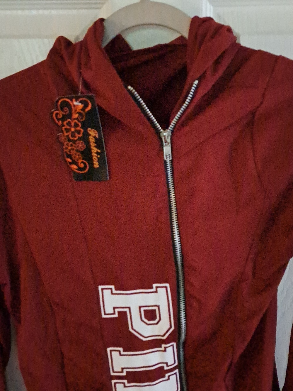 PINK Victoria's Secret Burgundy Zip Hoodie & Joggers Set - Picture 3 of 5
